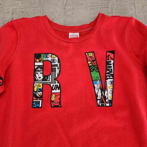 Marvel Comic Fill Logo Pullover Sweatshirt Crewneck Womens size XL in Red - Picture 8 of 14